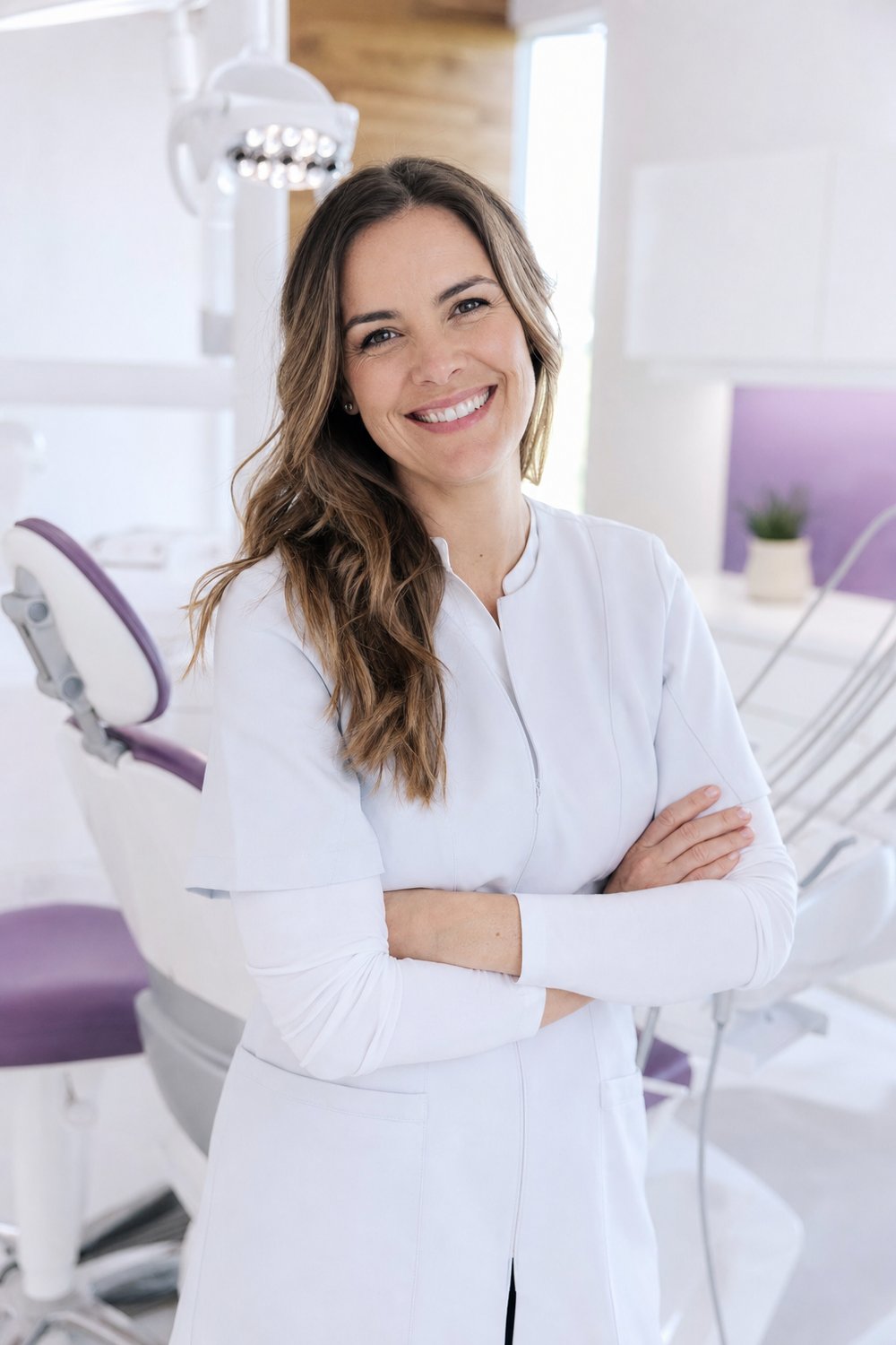 Dentiste accueillante dans une clinique moderne