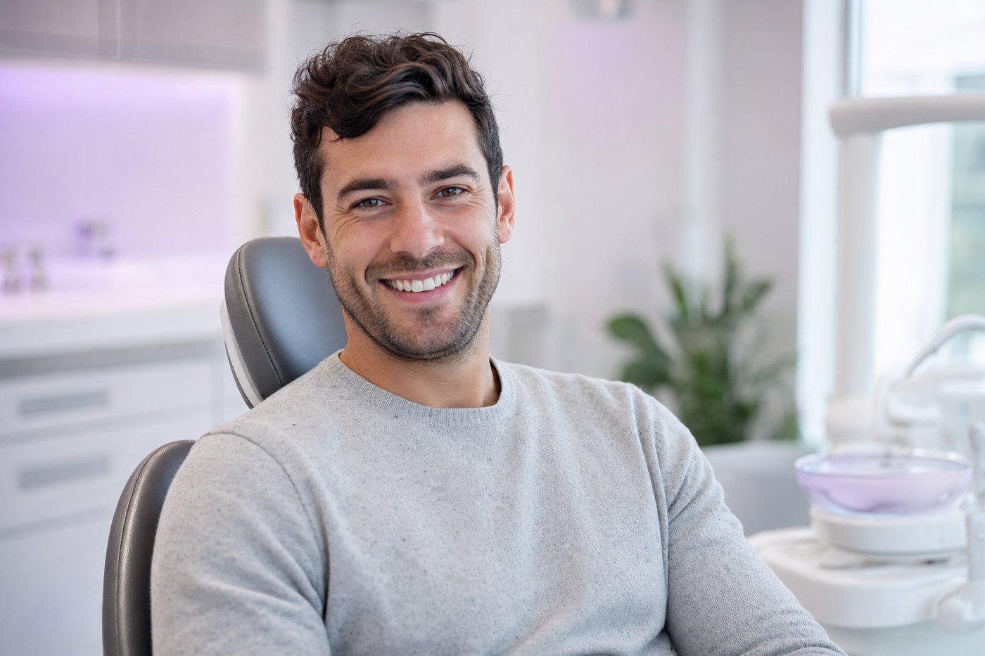 Patient heureux avec un beau sourire
